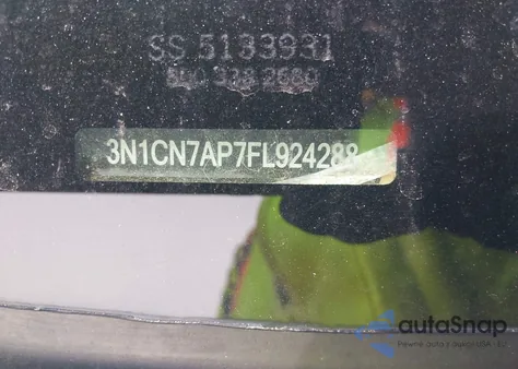 2015 Nissan Versa 1.6 Sv z USA, uszkodzony, nr VIN 3N1CN7AP7FL924288